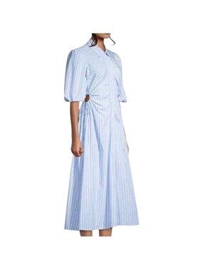 Bardot Cut Out Striped Maxi Dress Blue Size XS Coastal Preppy Cottagecore Summer
